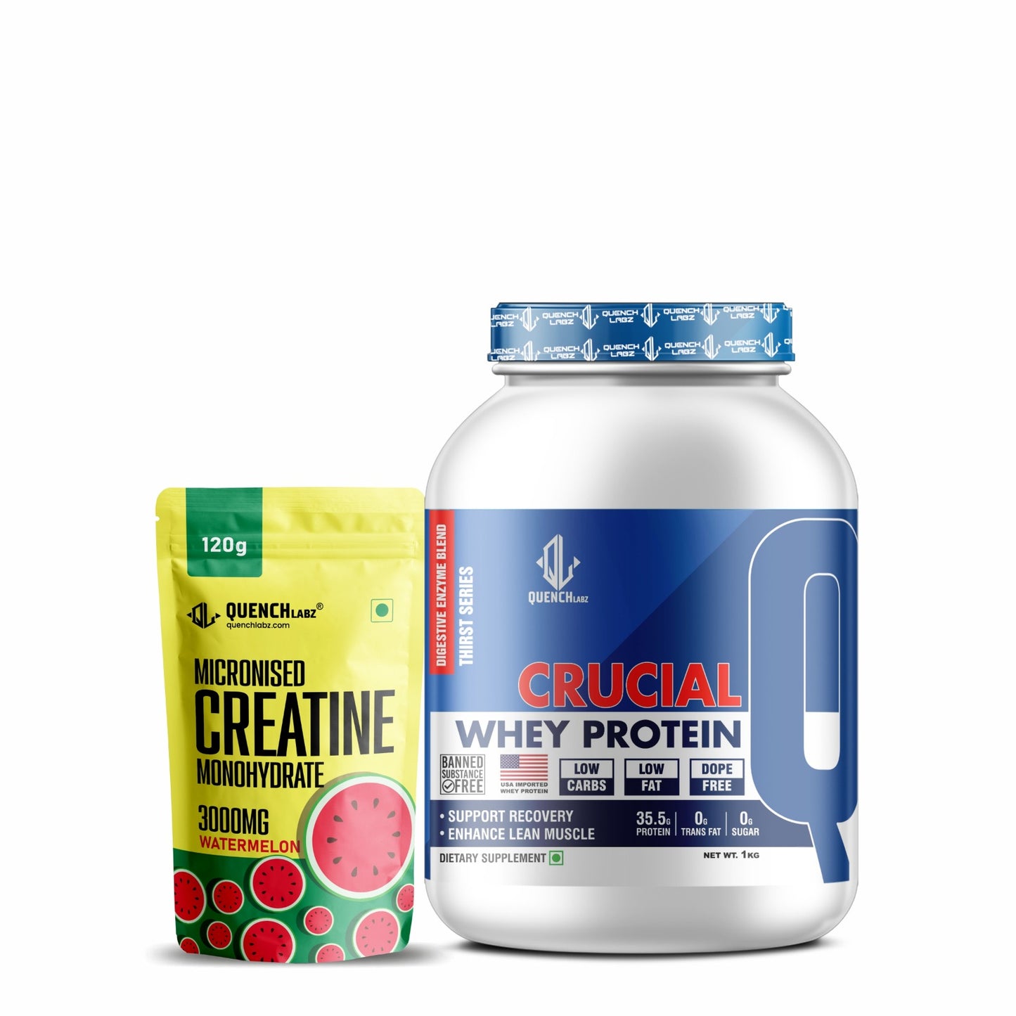 Crucial Whey Protein Combo with Pre workout and Creatine | 35.5 G Protein with Pre & Pro Biotics