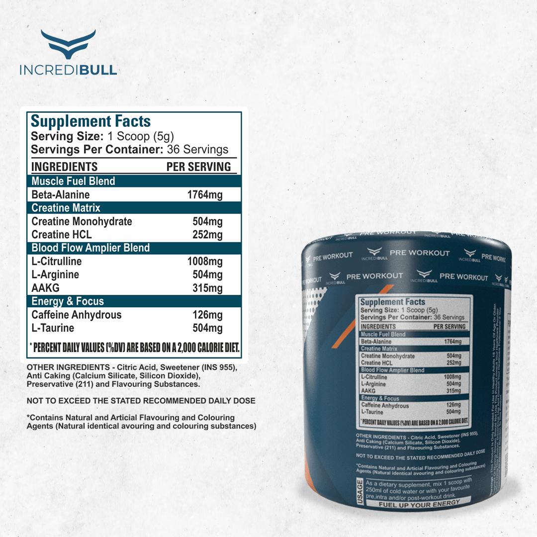 IB Thunder Pre Workout | 1.7 G Beta Alanine | 1 g Citrulline | 0.5 G L-Arginine - Quenchlabz