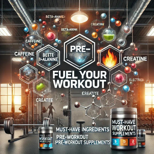 Highlighting key pre-workout ingredients like caffeine, beta-alanine, and creatine, this design inspires energy, endurance, and peak performance