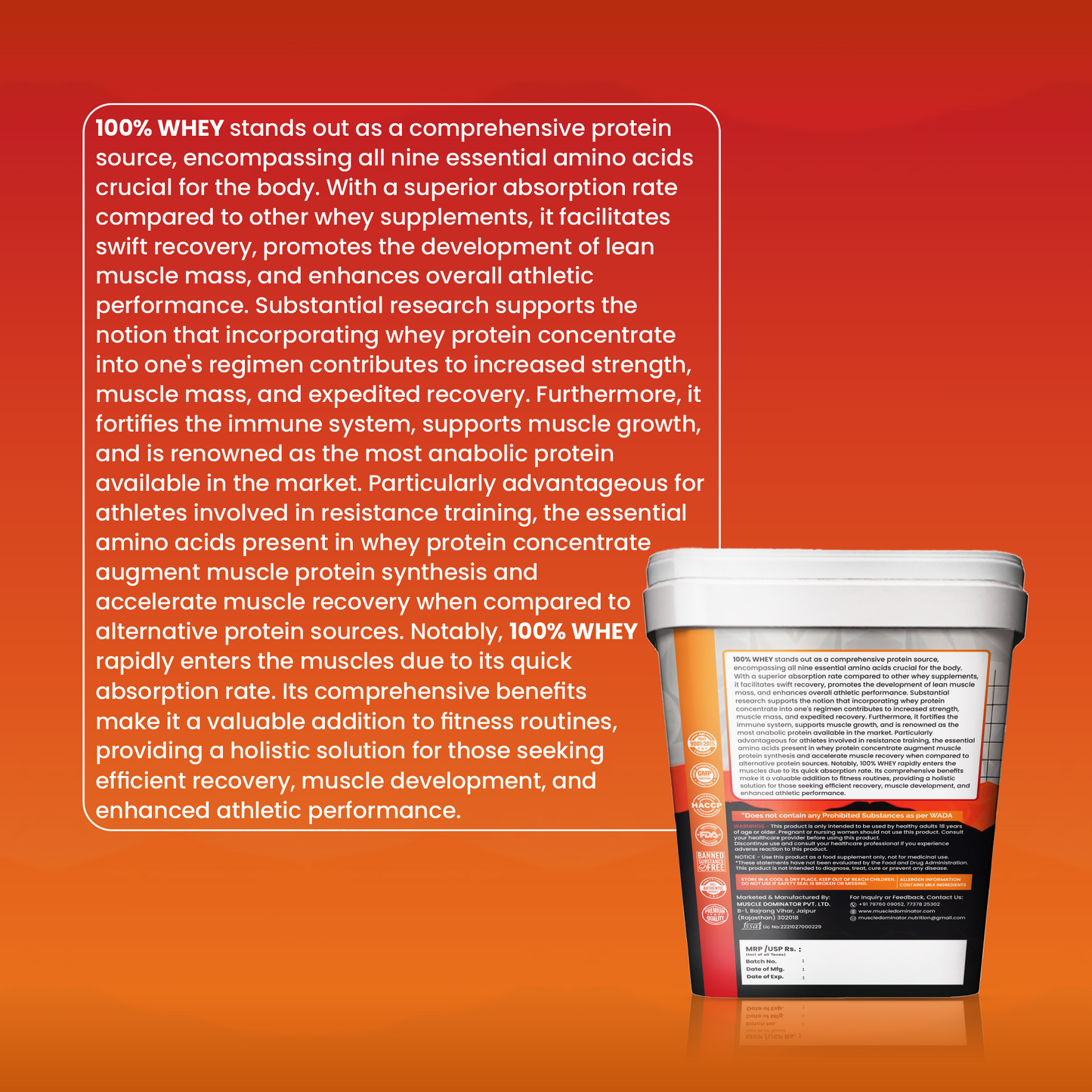 MD 100% Whey Advanced Protein | 24g Protein| 6.6g BCAA