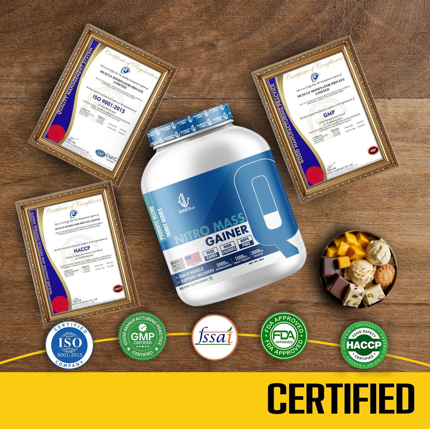 Nitro Mass Gainer | 3G Ashwagandha | 1G Macca | 3G Creatine | with Shaker