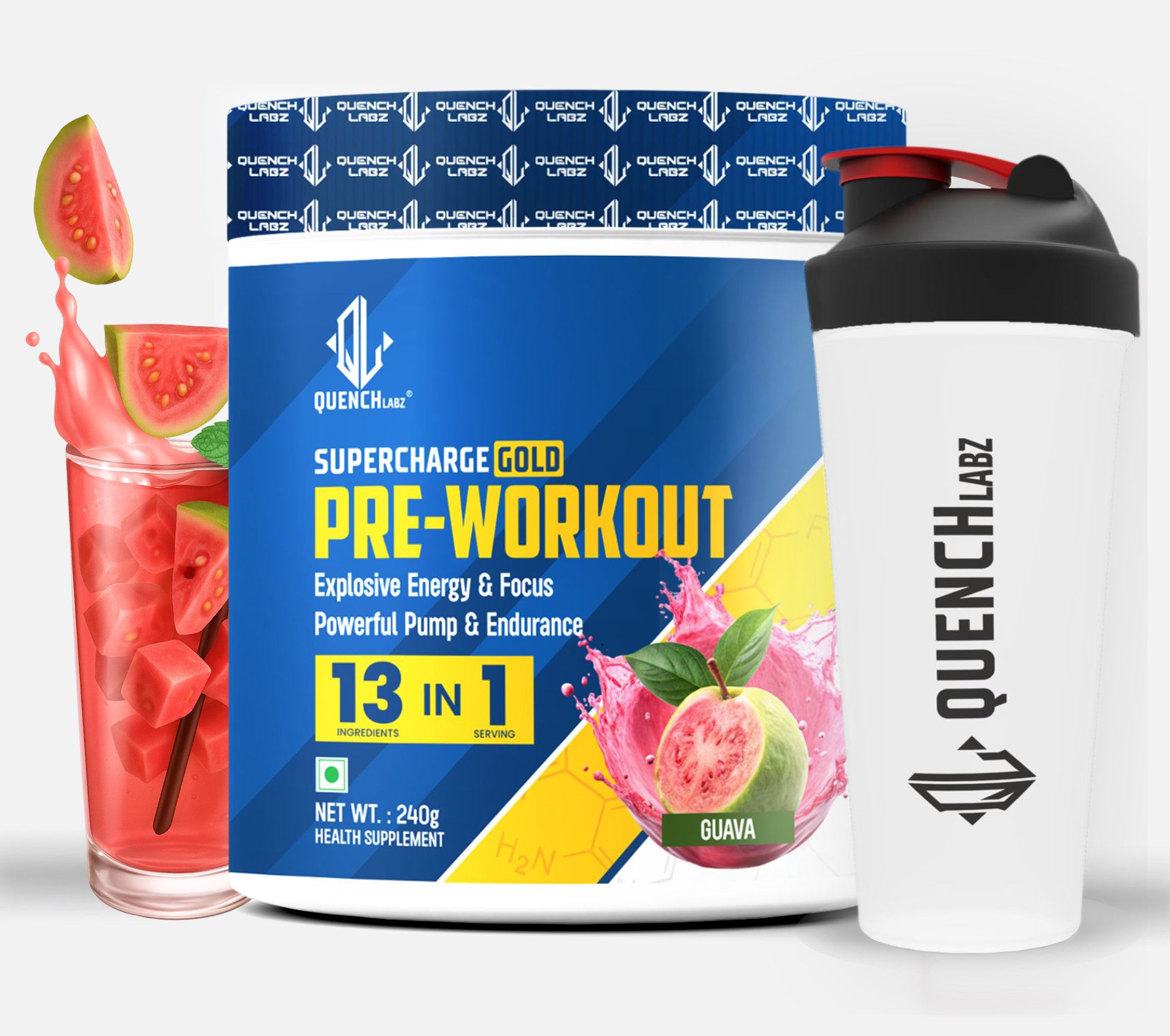 Supercharge Gold Pre Workout | Energy, Focus, Pump, Strength & Endurance Pre Workout