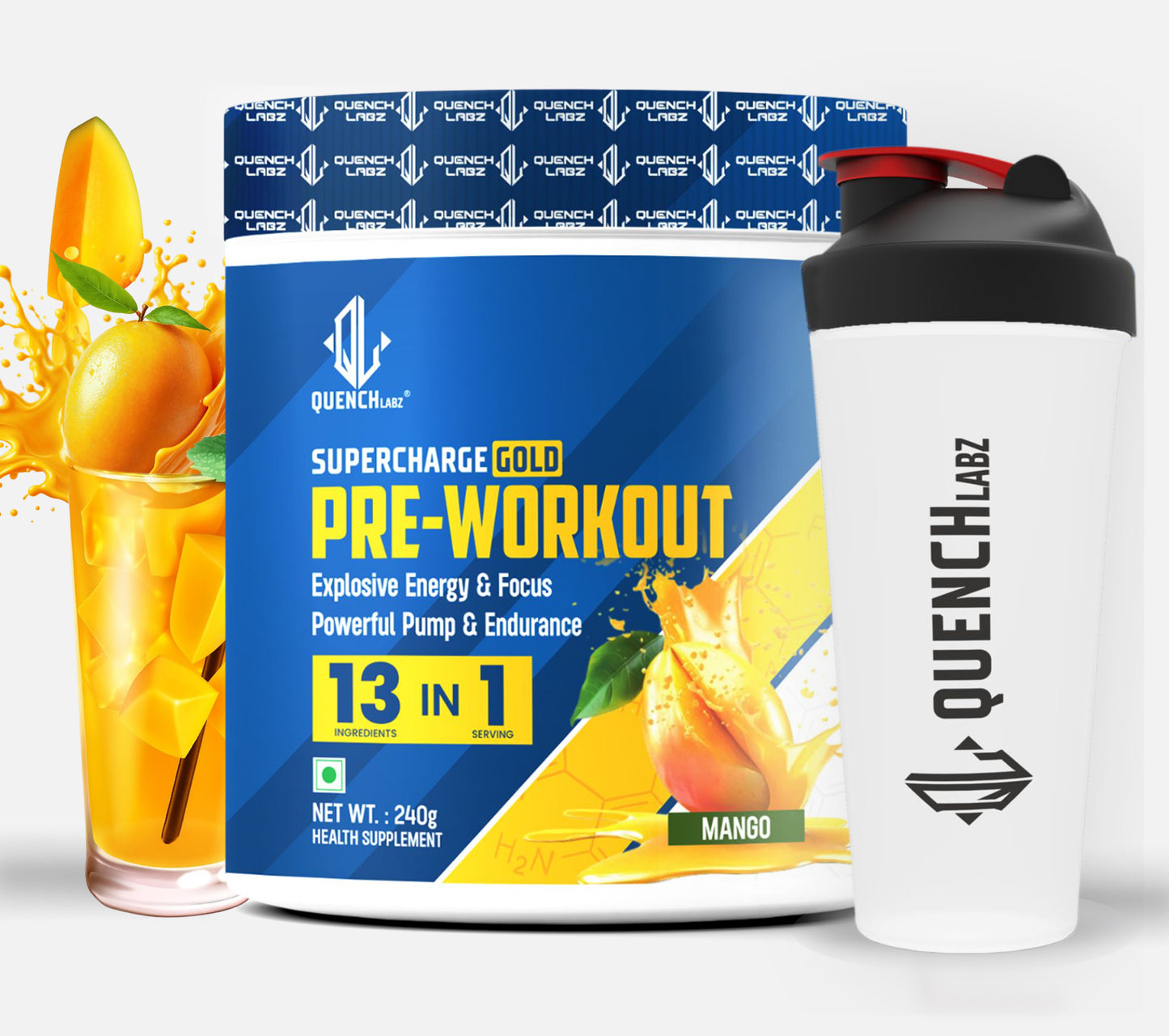 Supercharge Gold Pre Workout | Energy, Focus, Pump, Strength & Endurance Pre Workout