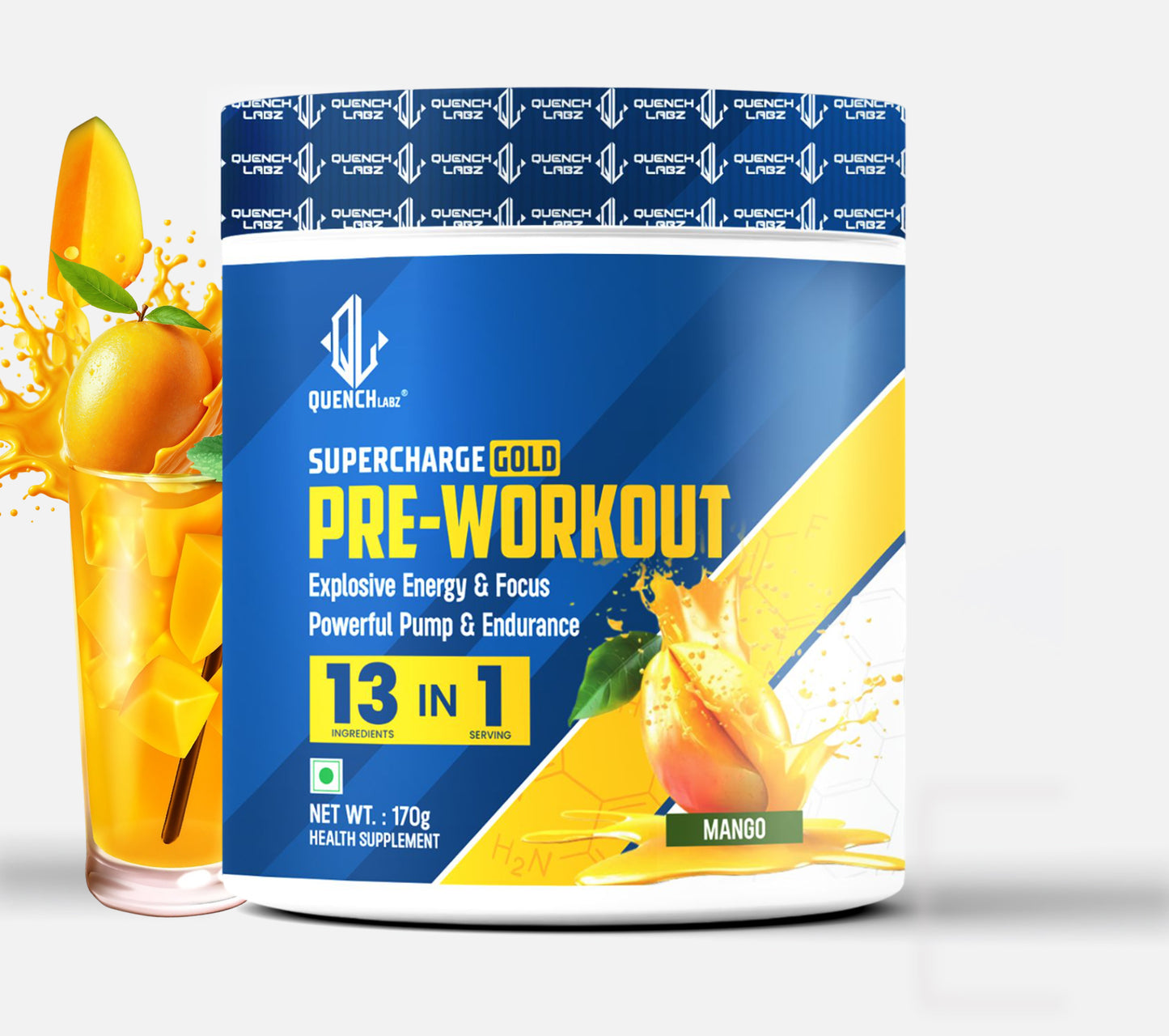 Supercharge Gold Pre Workout | Energy, Focus, Pump, Strength & Endurance Pre Workout