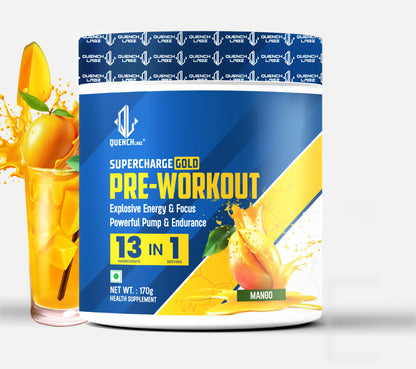 Supercharge Gold Pre Workout | Energy, Focus, Pump, Strength & Endurance Pre Workout