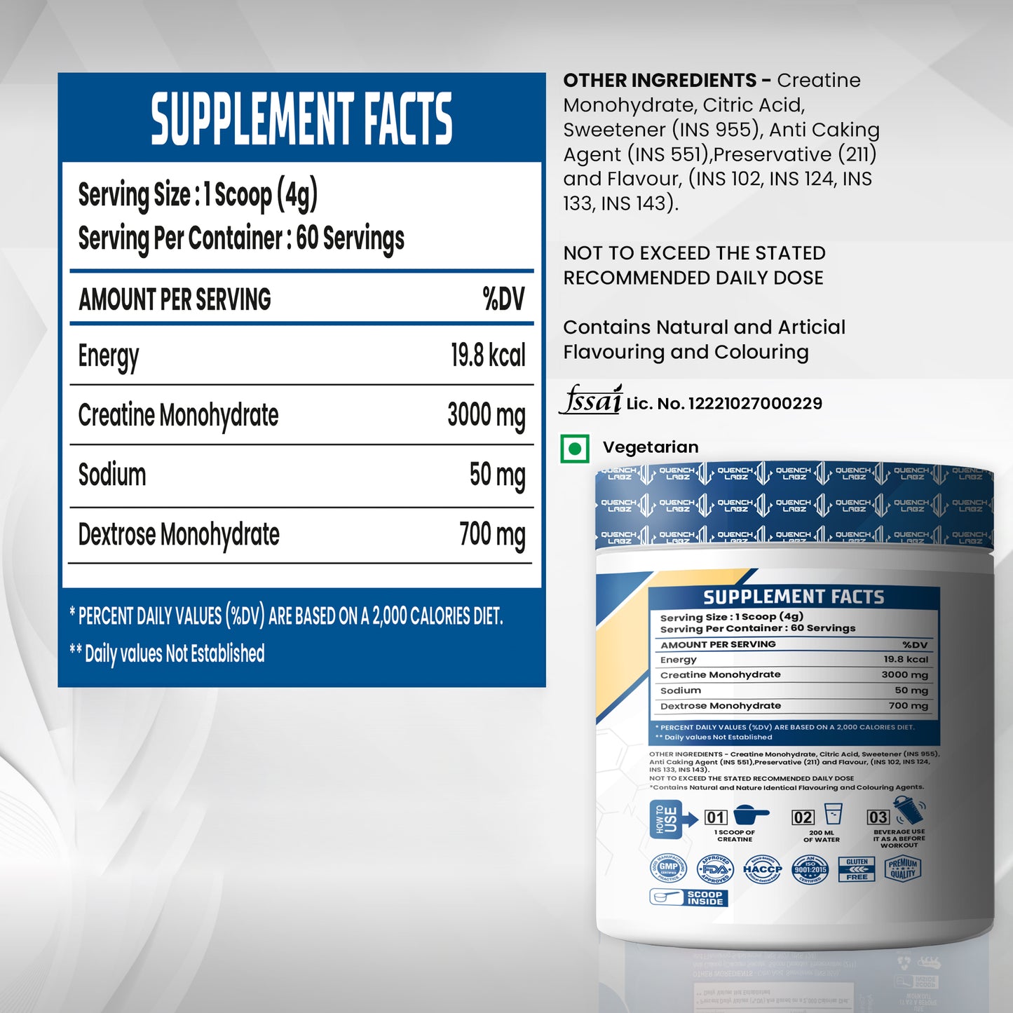 Micronized Gold Creatine Monohydrate | Lab Tested | Enhanced Absorption | 100% Pure Creatine