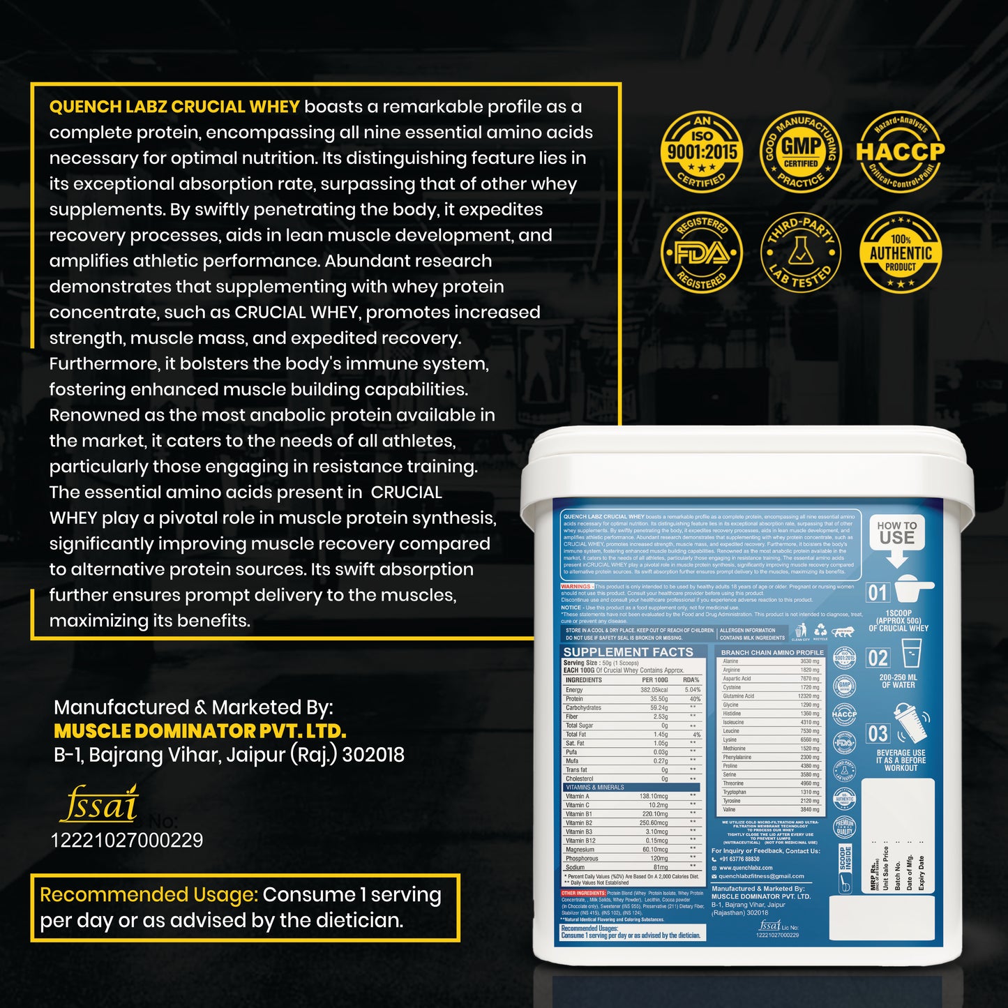 Crucial Whey Protein | Low Carb | 35.5 G Protein