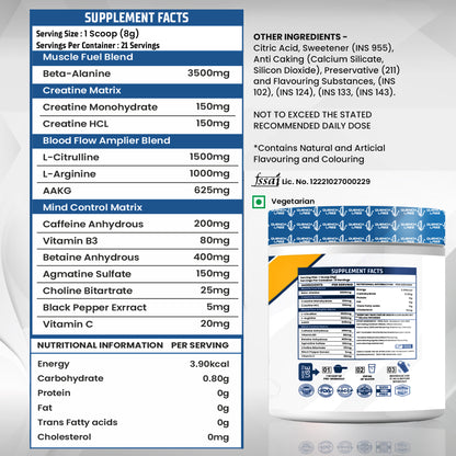 Supercharge Gold Pre Workout | Energy, Focus, Pump, Strength & Endurance Pre Workout