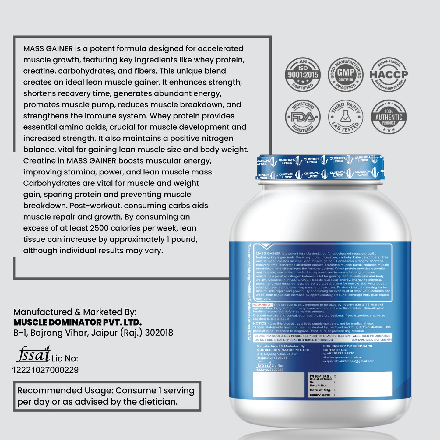 QuenchLabz - Mass Gainer - Unlock Your True Potential