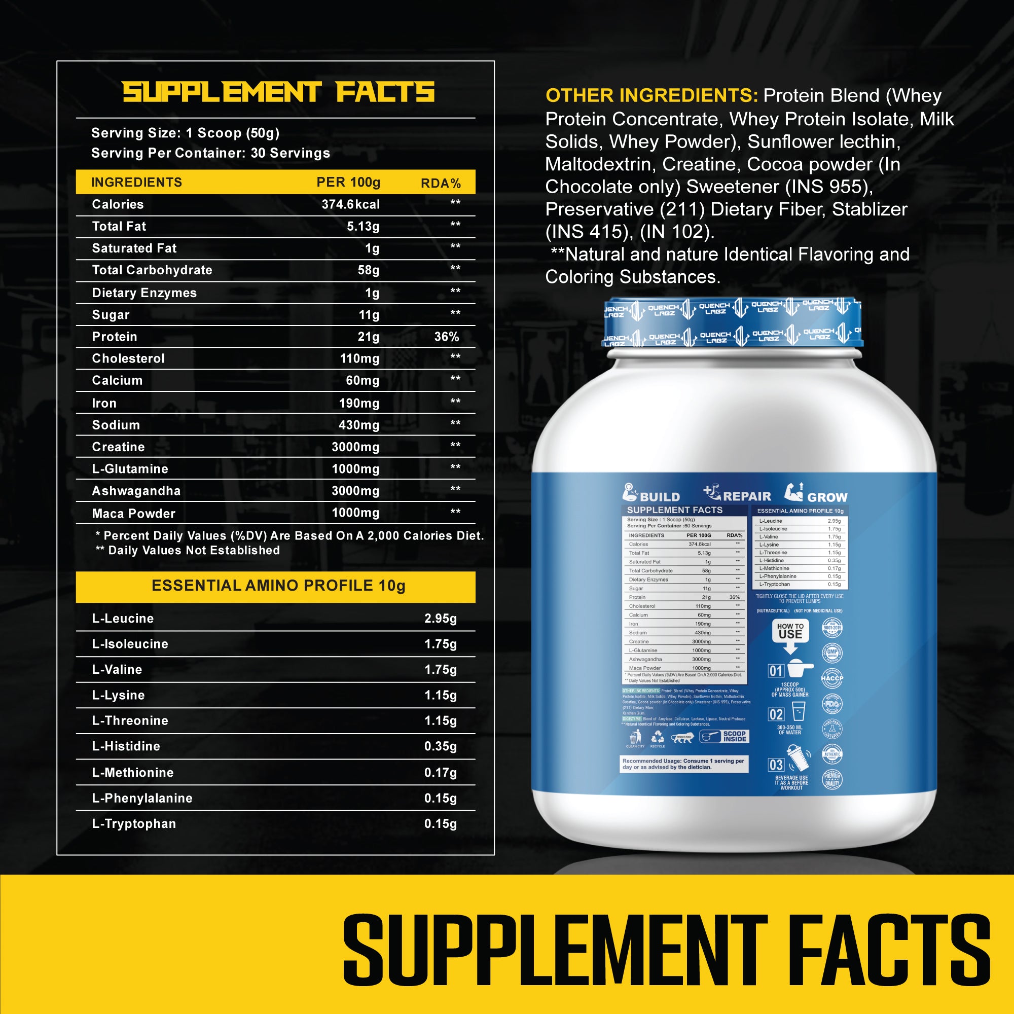 Nitro Mass Gainer | 3G Ashwagandha | 1G Macca | 3G Creatine