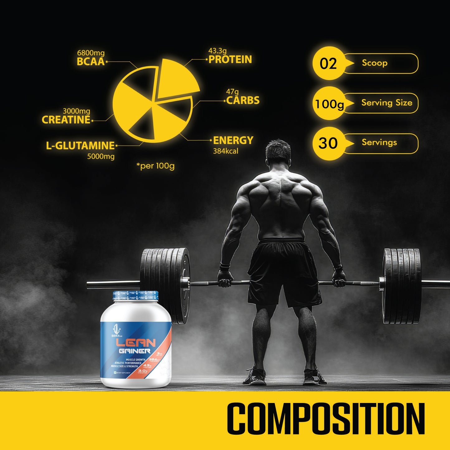 Lean Gainer 3 Kg + Creatine Monohydrate + Shaker 700 ml