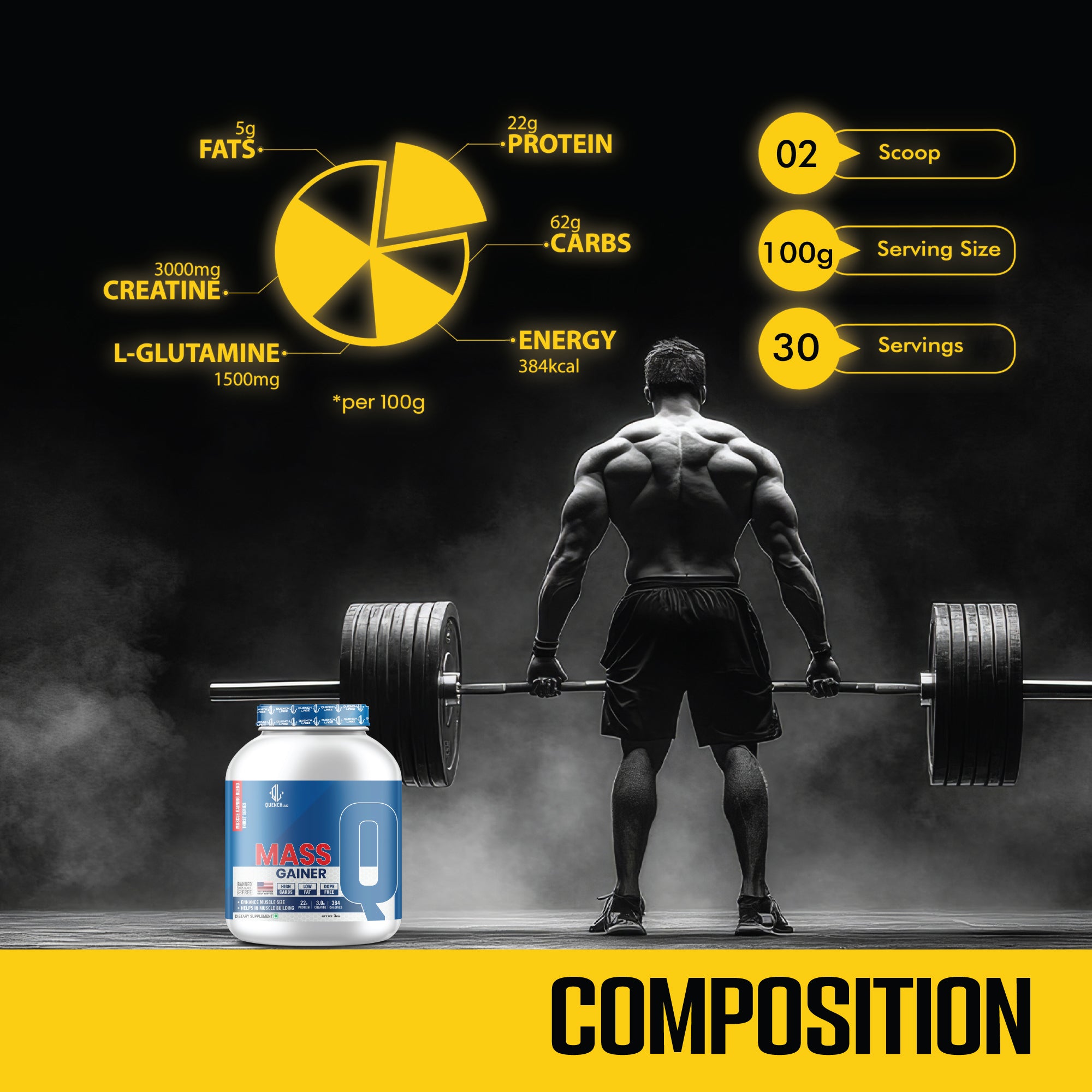 Mass Gainer 3 Kg + Mass Gain 60 capsules + Shaker 700 ml