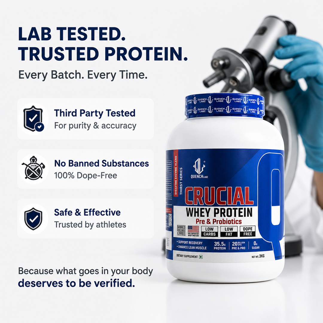 Crucial Whey Protein Combo with Pre workout and Creatine | 35.5 G Protein with Pre & Pro Biotics