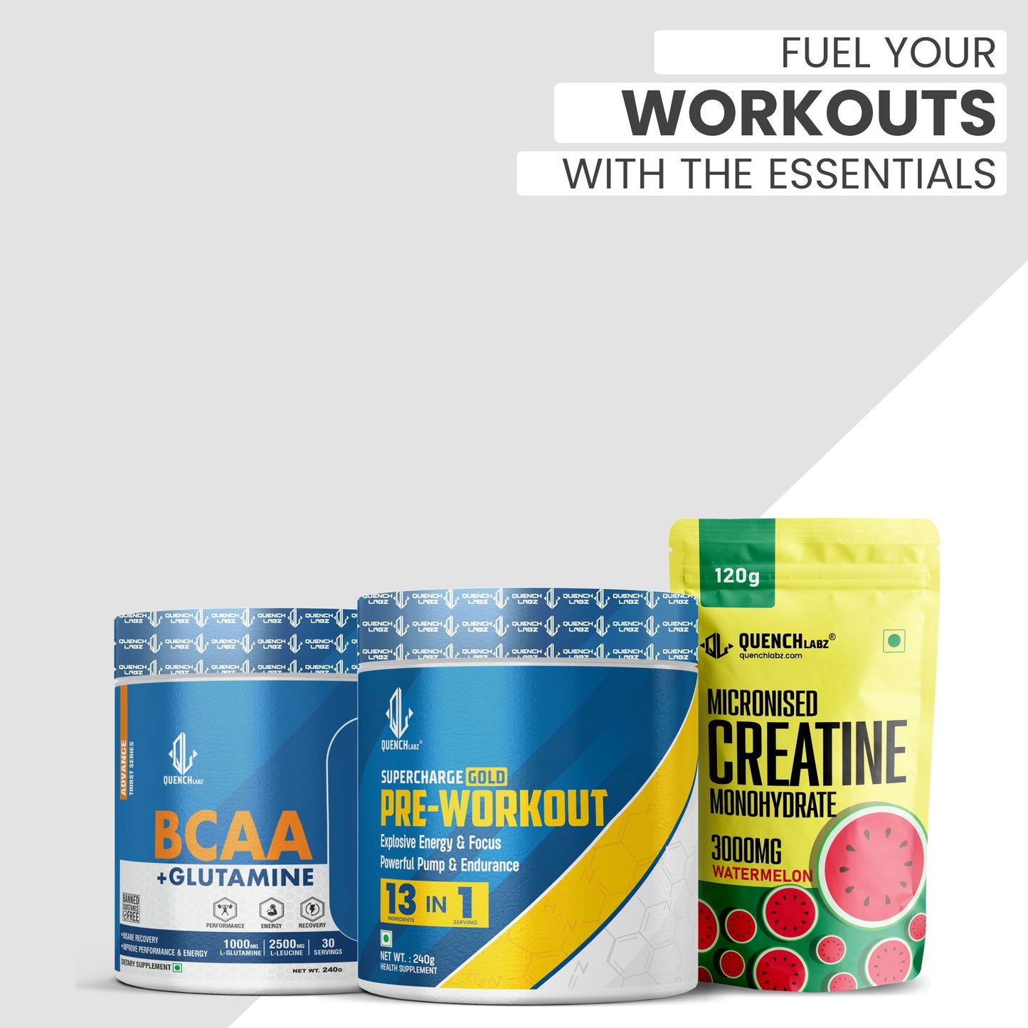 مجموعة التمرين (ما قبل التمرين ٢٤٠ جم + BCAA ٢٤٠ جم + كرياتين ١٨٠ جم) 