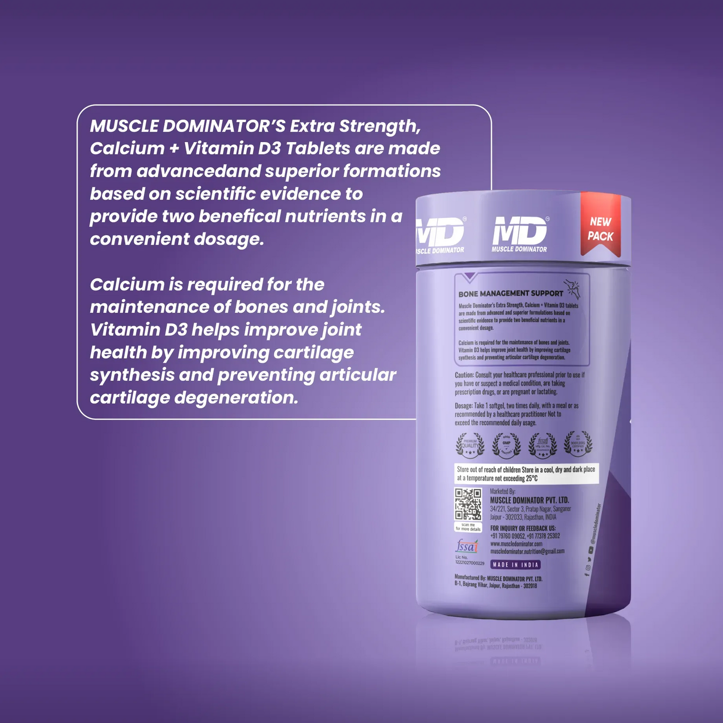 كالسيوم وفيتامين د3 بتركيز 1000 ملغ قوة إضافية