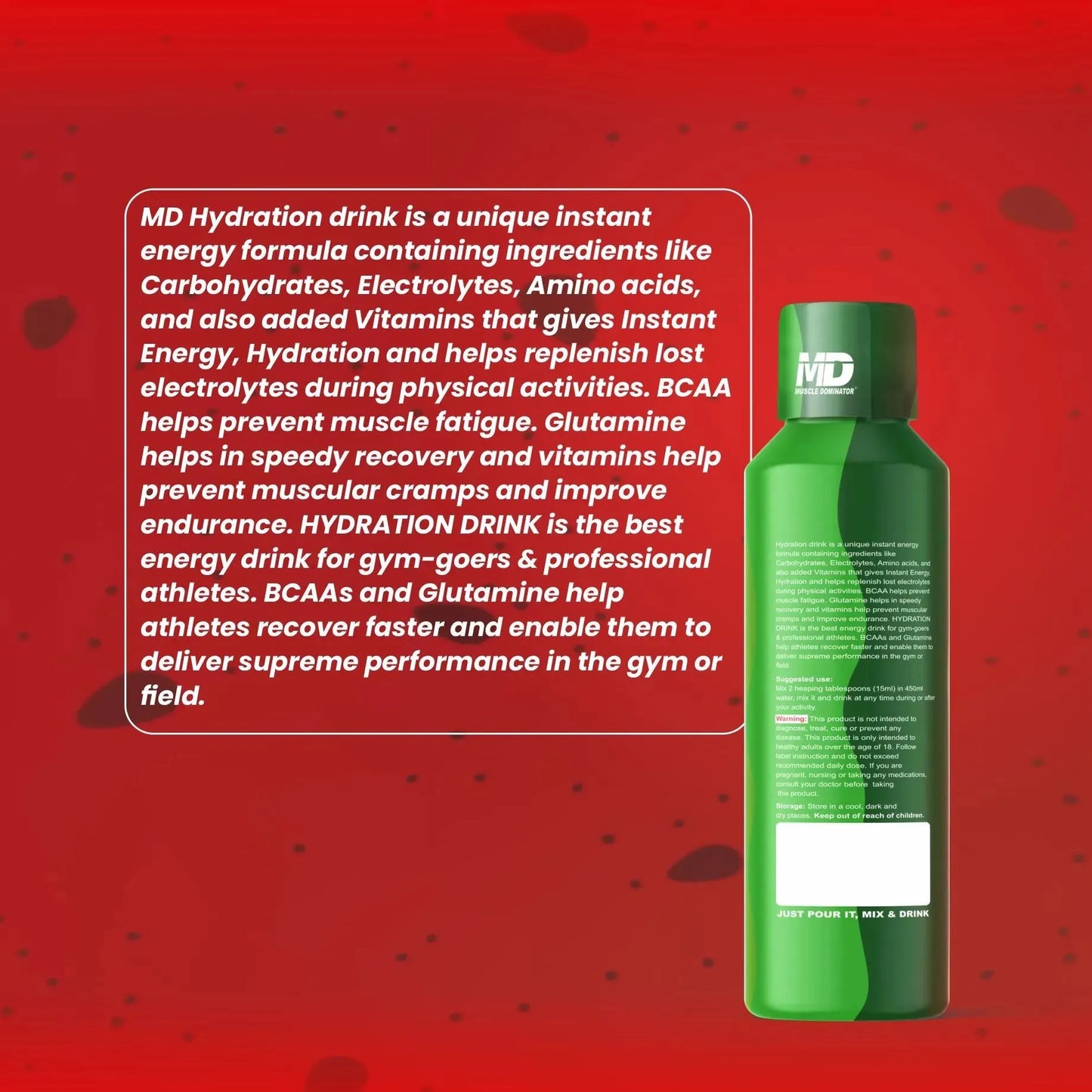 एमडी हाइड्रेशन ड्रिंक लिक्विड | ५०० मिलीग्राम BCAA | १२५ मिलीग्राम ग्लुटामाइन