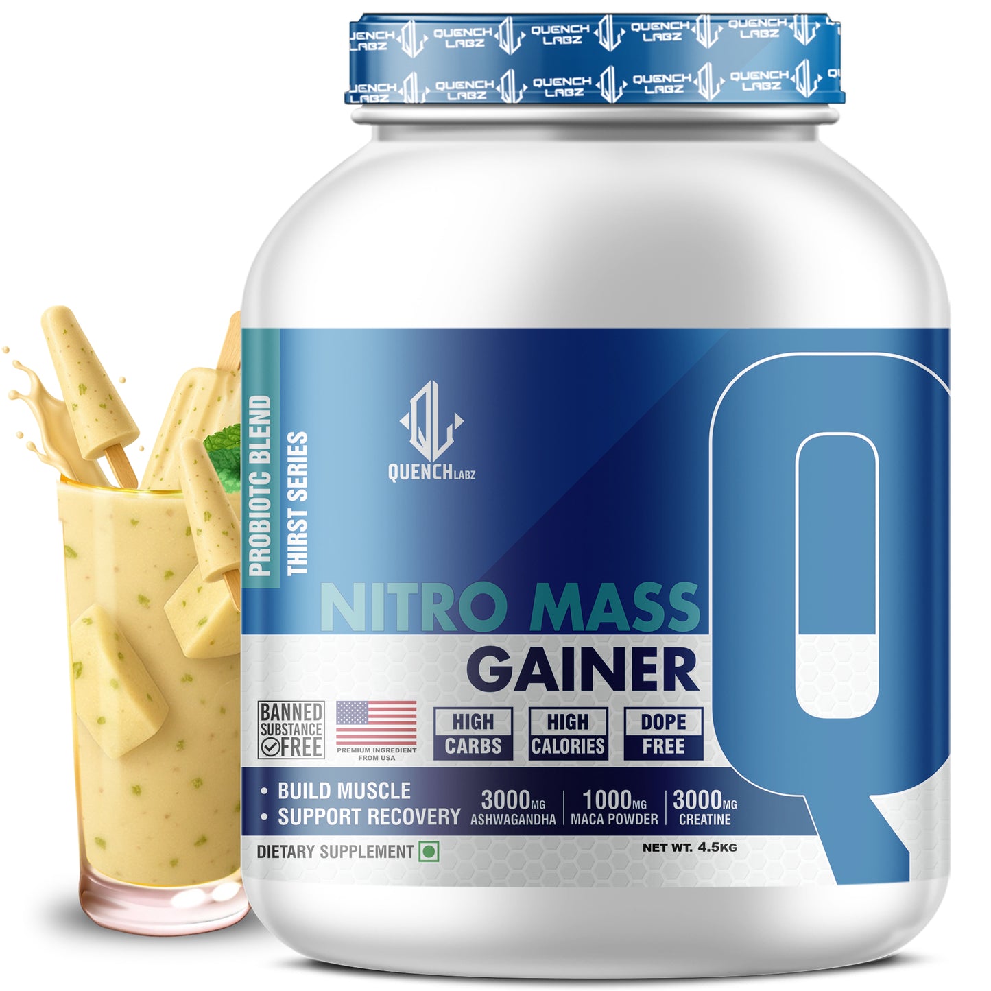 Nitro Mass Gainer | 3G Ashwagandha | 1G Macca | 3G Creatine | with Shaker