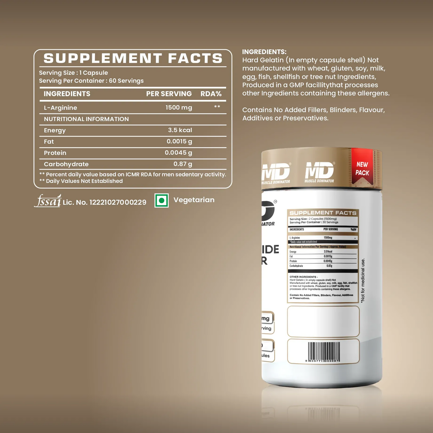كبسولات إل-أرجينين 1500 مجم