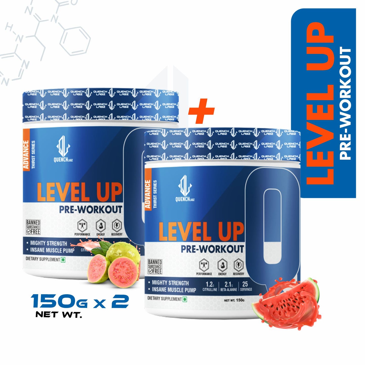 Level up Pre-Workout 150 gm | Combo pack of 2