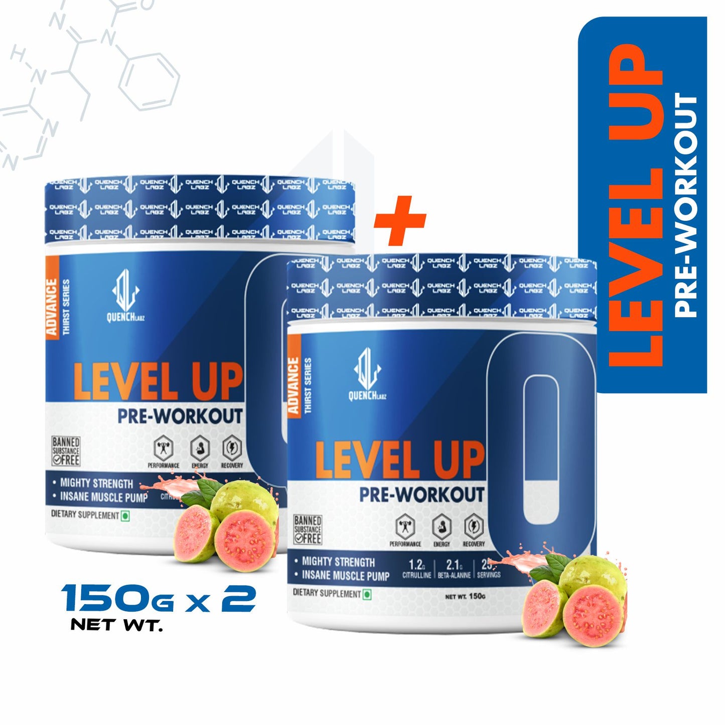 Level up Pre-Workout 150 gm | Combo pack of 2