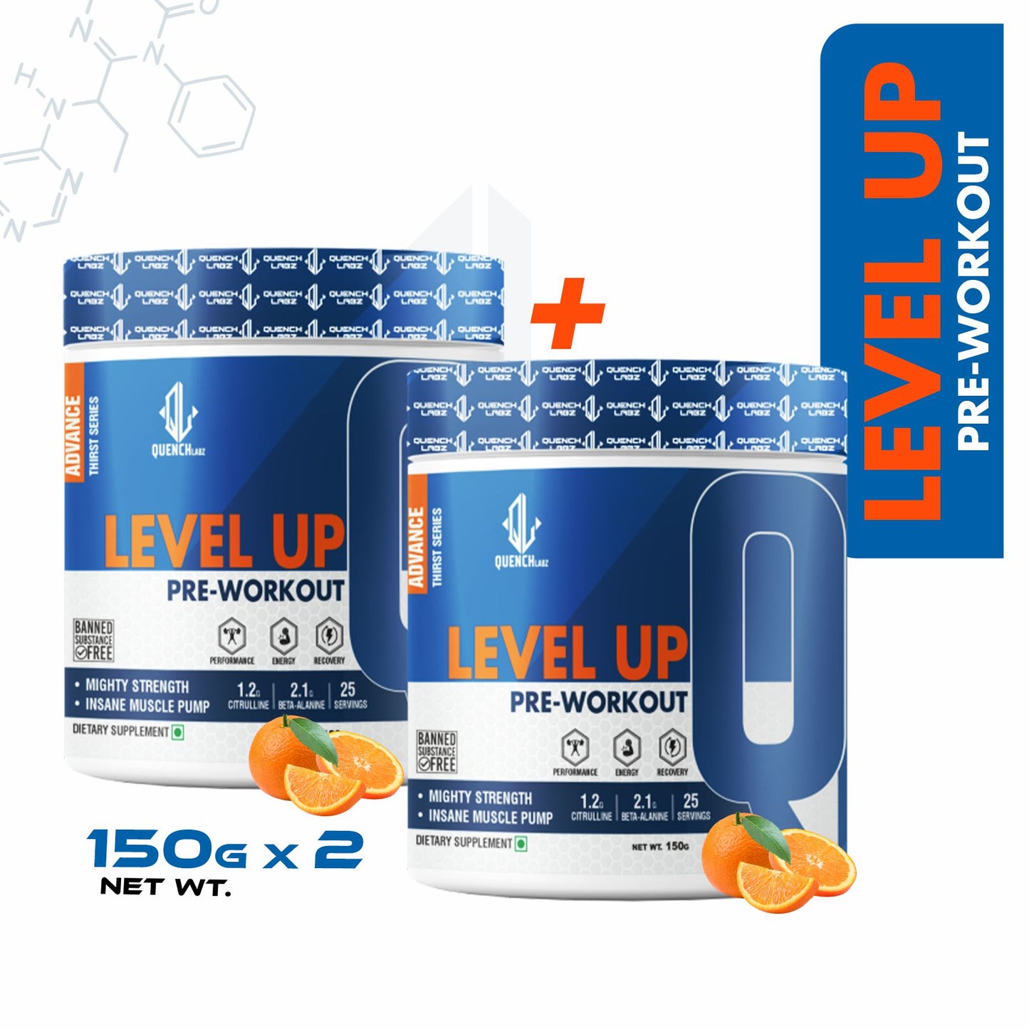 Level up Pre-Workout 150 gm | Combo pack of 2