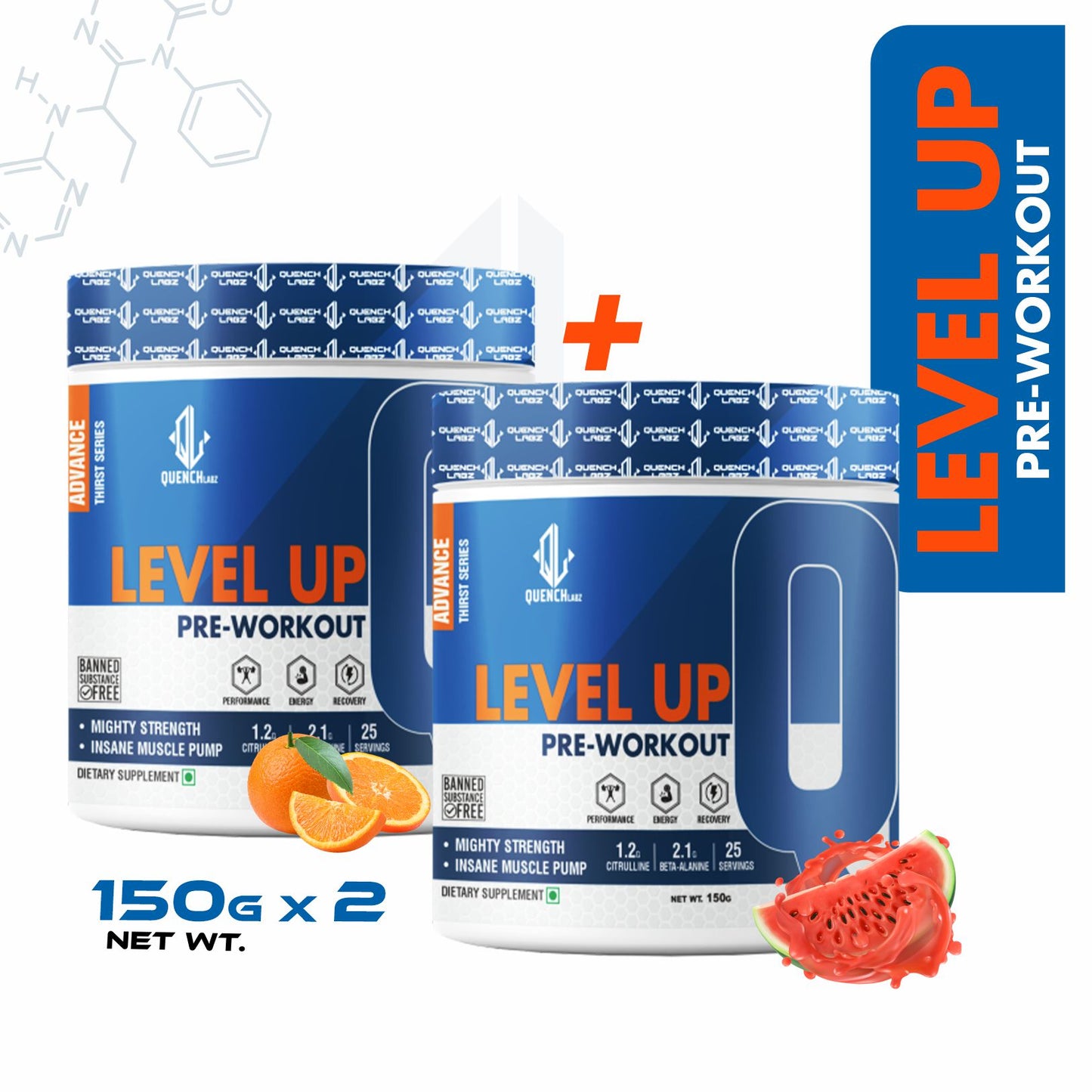 Level up Pre-Workout 150 gm | Combo pack of 2