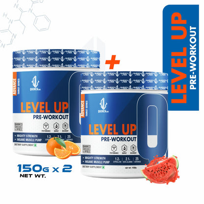 Level up Pre-Workout 150 gm | Combo pack of 2
