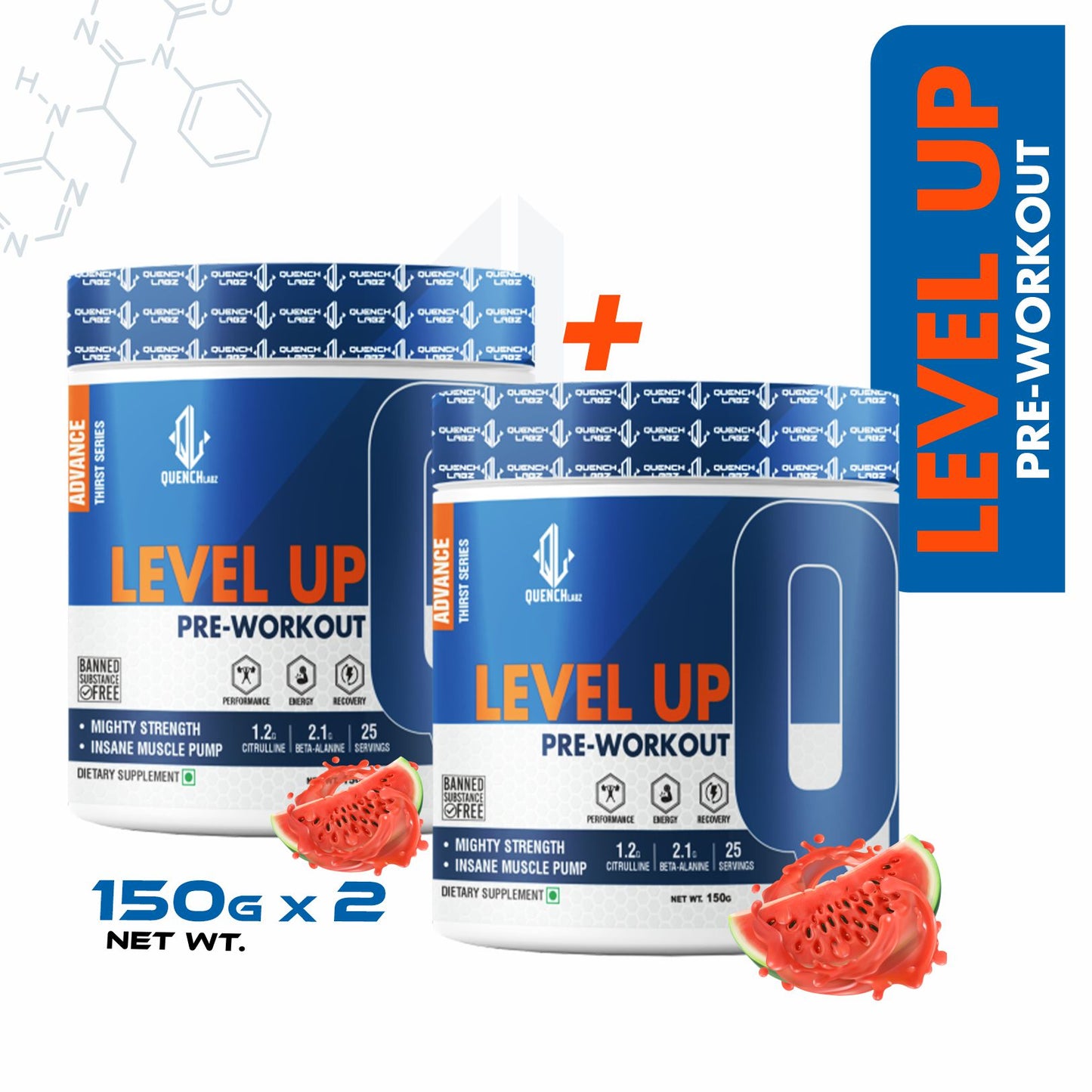Level up Pre-Workout 150 gm | Combo pack of 2