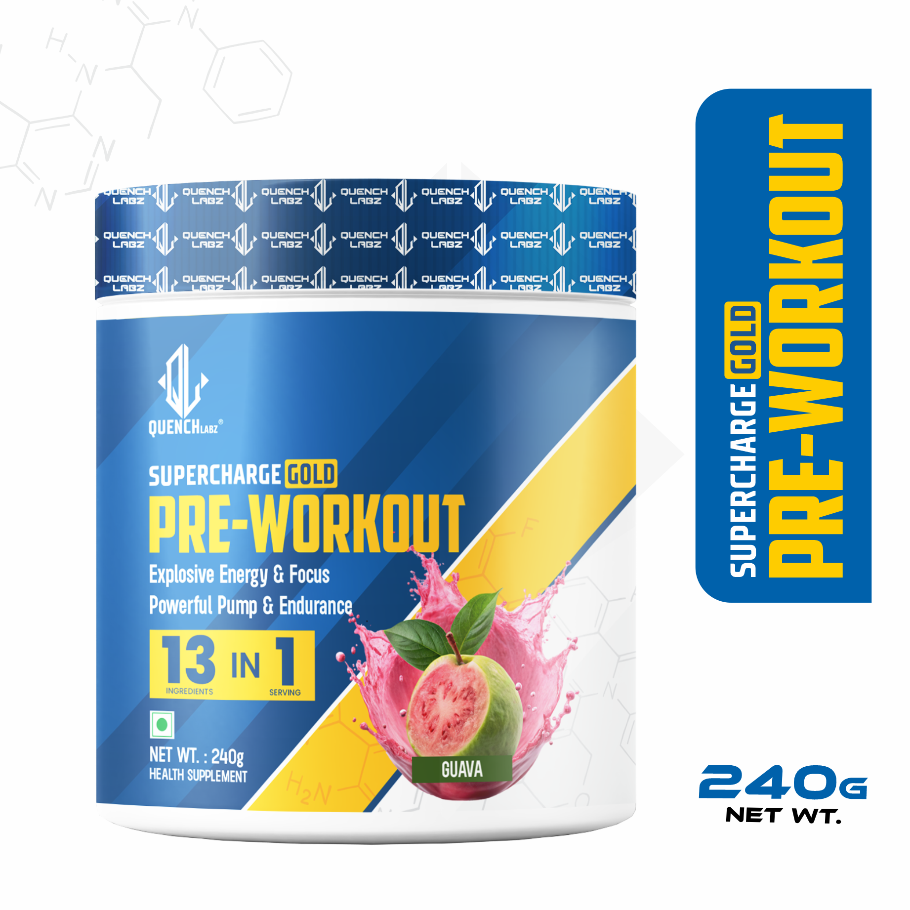 Supercharge Gold Pre Workout | Energy, Focus, Pump, Strength & Endurance Pre Workout