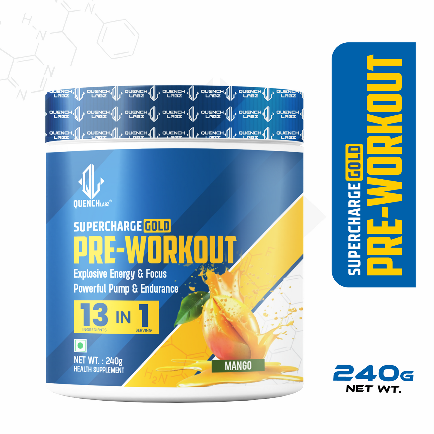 Supercharge Gold Pre Workout | Energy, Focus, Pump, Strength & Endurance Pre Workout