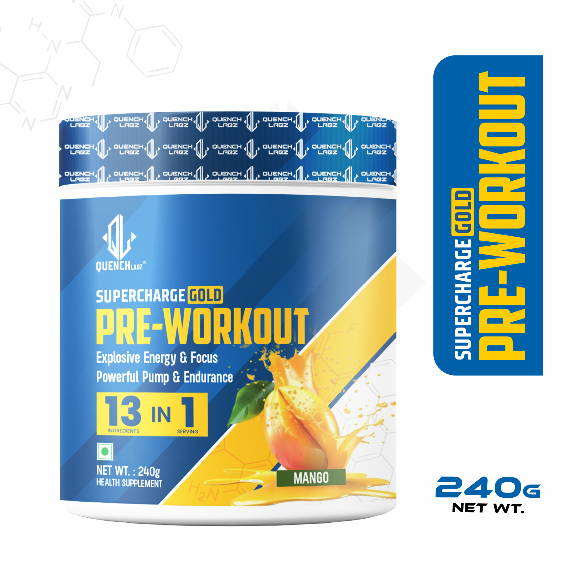 Supercharge Gold Pre Workout | Energy, Focus, Pump, Strength & Endurance Pre Workout