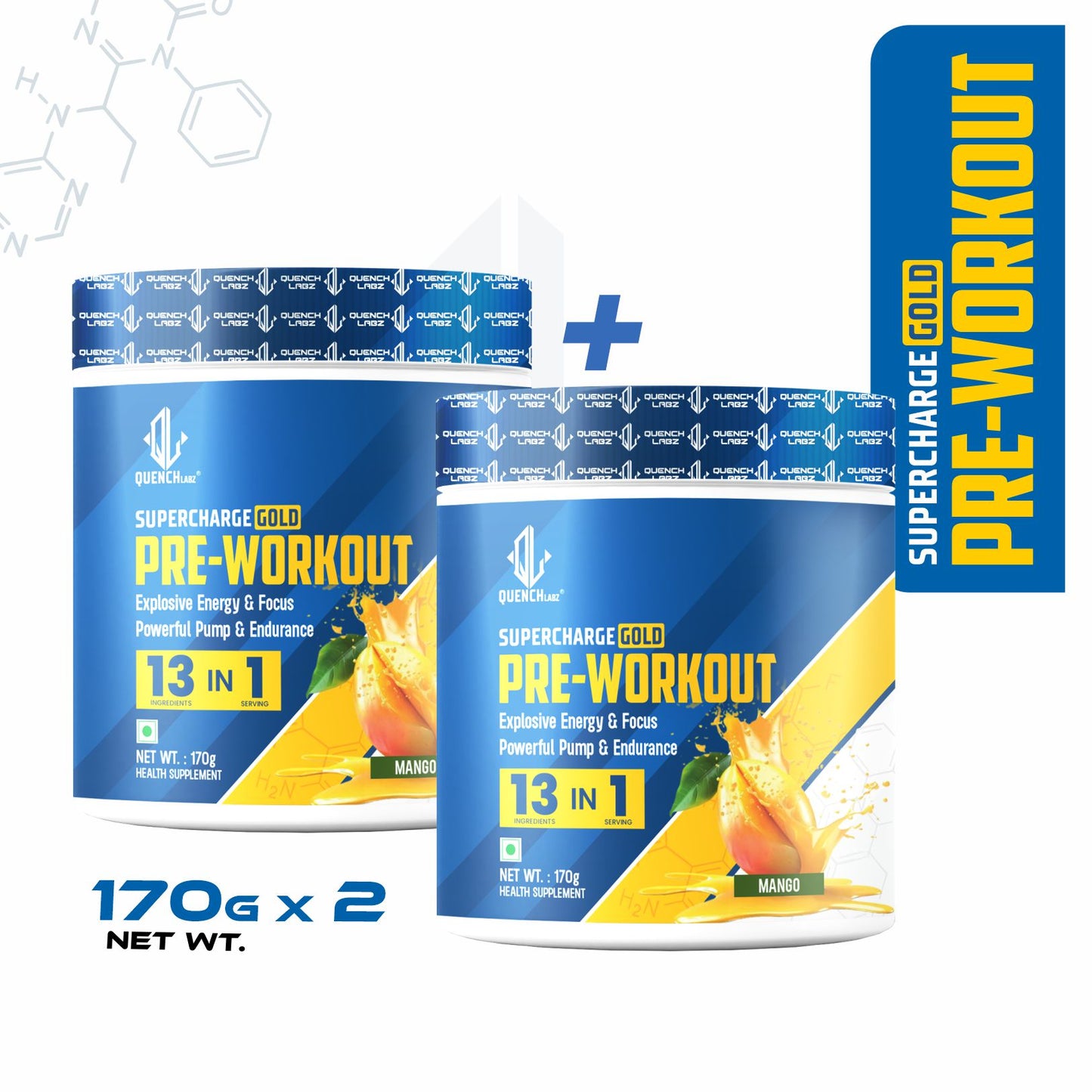 Supercharge Gold Pre Workout | Energy, Focus, Pump, Strength & Endurance Pre Workout