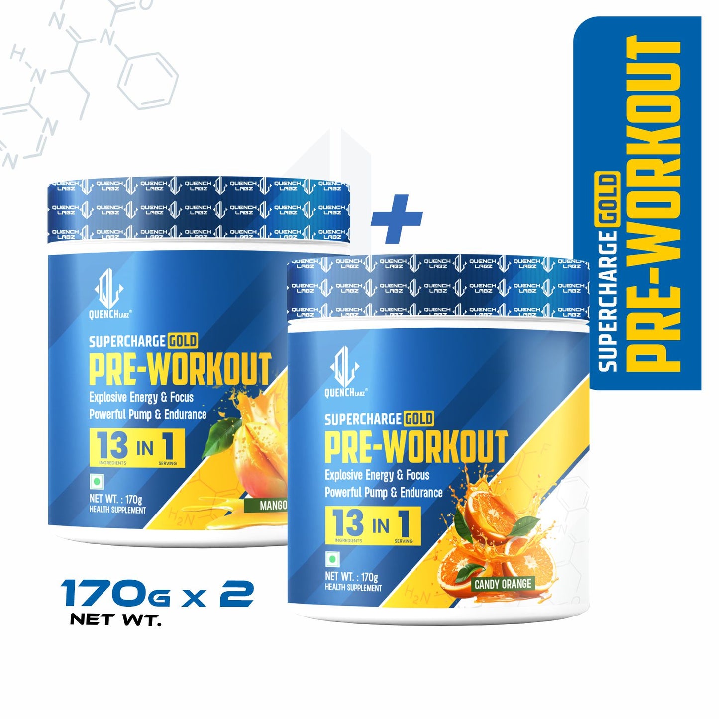 Supercharge Gold Pre Workout | Energy, Focus, Pump, Strength & Endurance Pre Workout