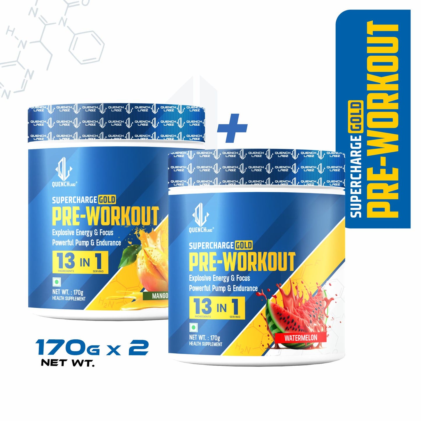 Supercharge Gold Pre Workout | Energy, Focus, Pump, Strength & Endurance Pre Workout