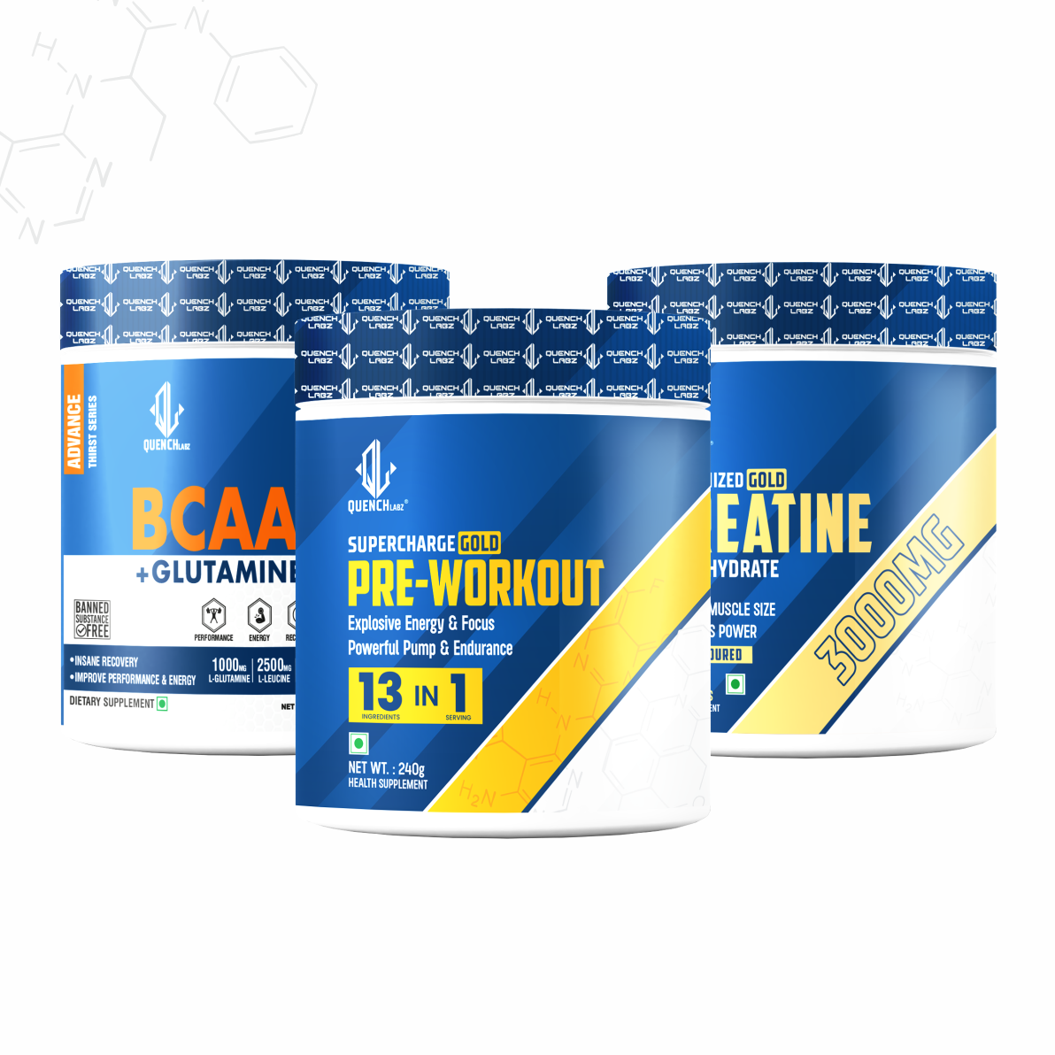 Workout Stack (Pre-Workout 240 Gm + BCAA 240 Gm + Creatine 180 Gm)