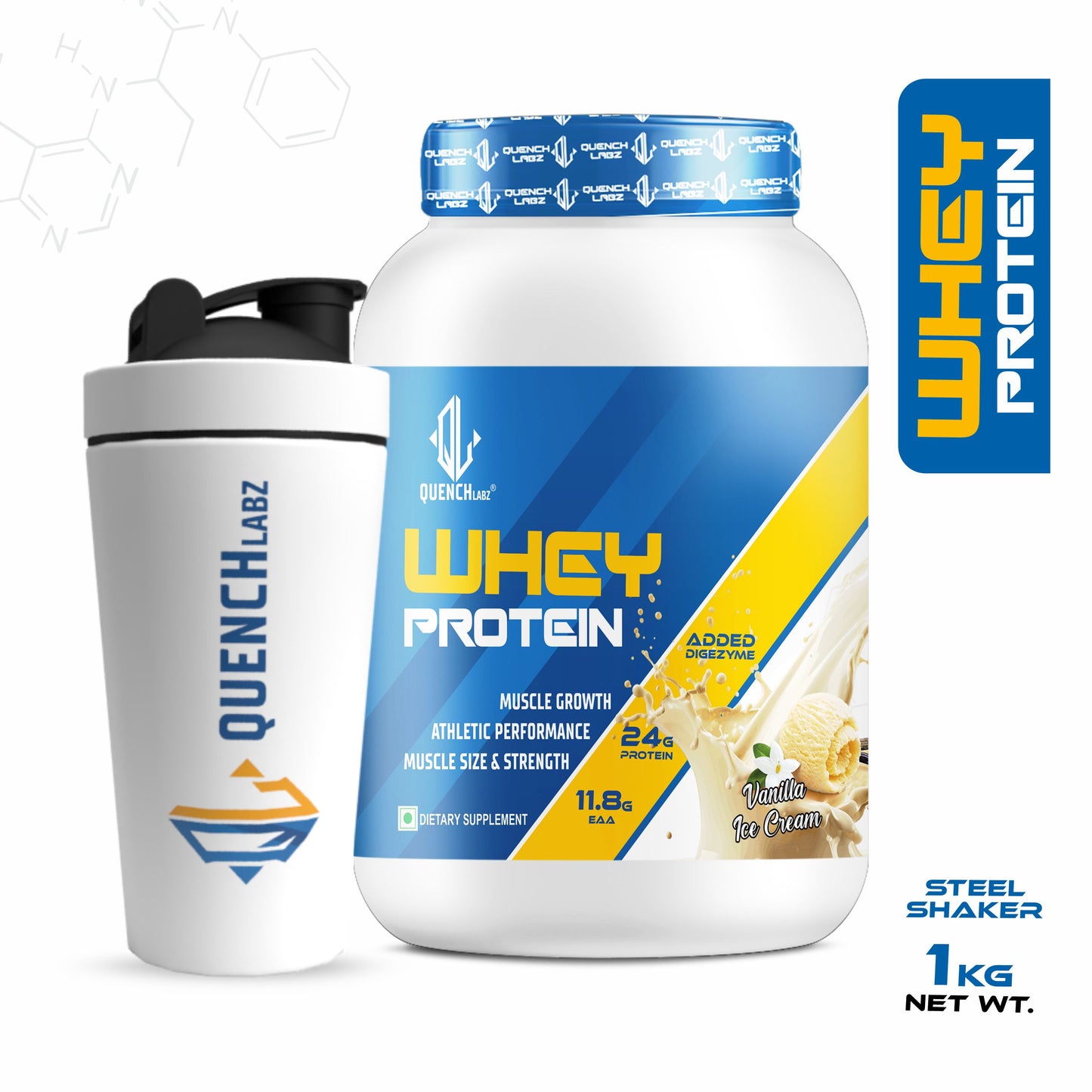 Whey Protein With Free Steel Shaker | Muscle Building and Workout Recovery