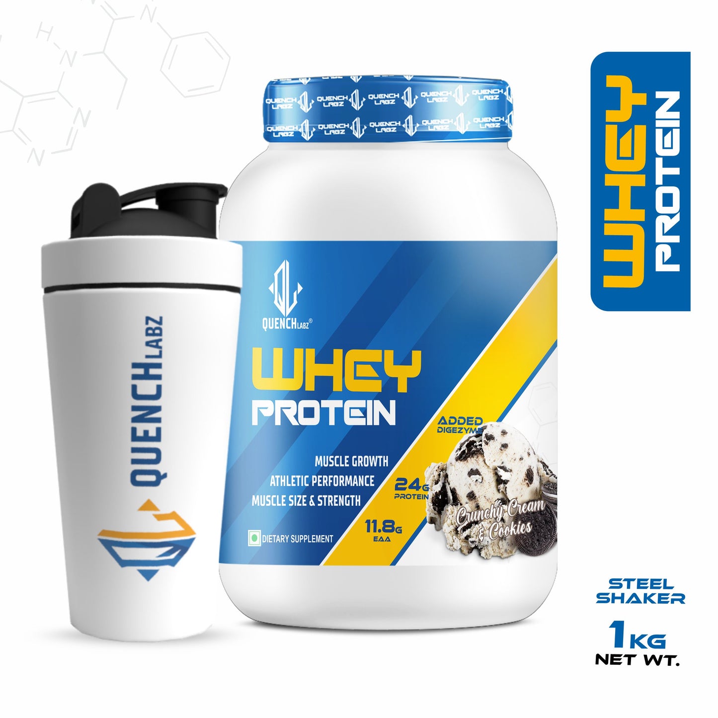 Whey Protein With Free Steel Shaker | Muscle Building and Workout Recovery