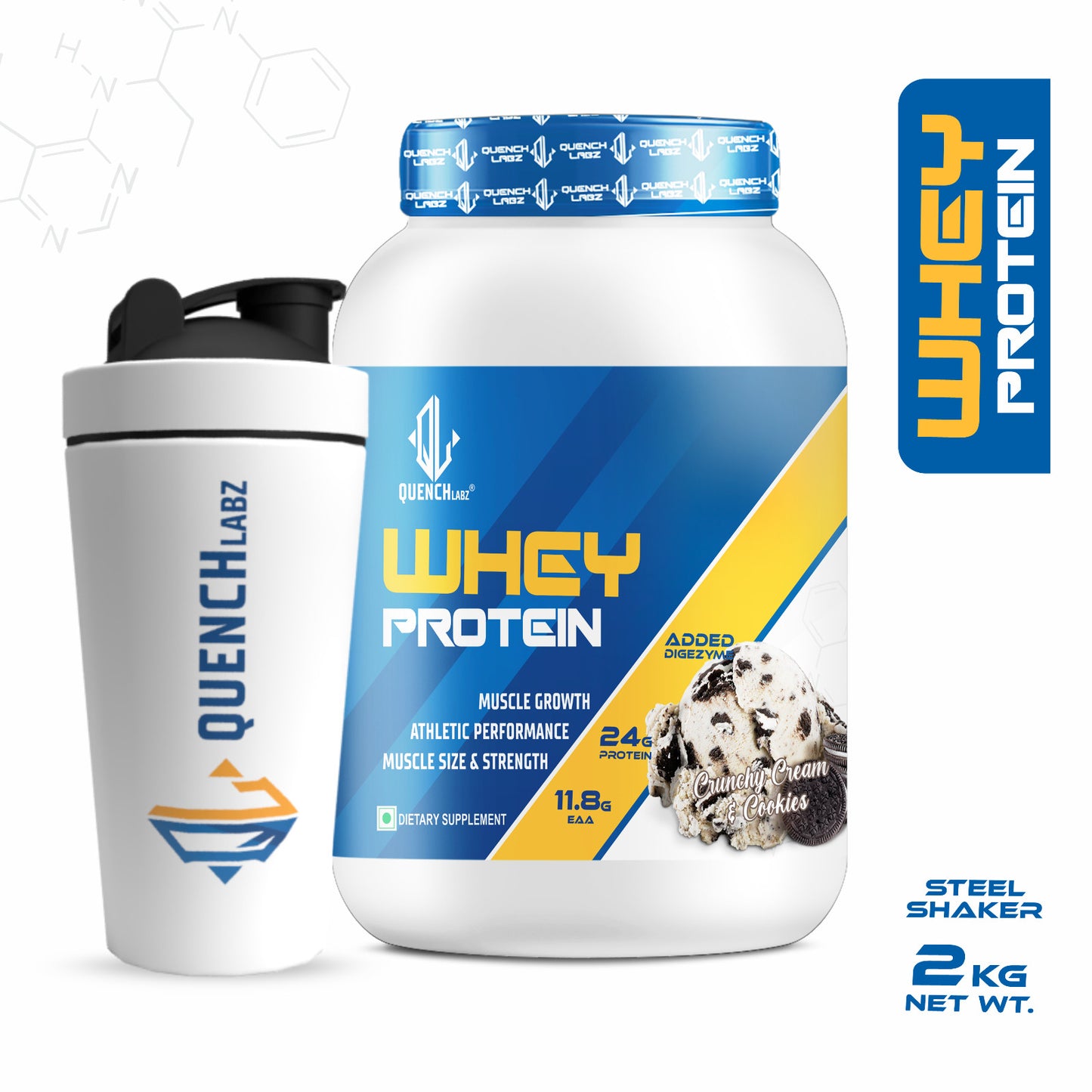 Whey Protein With Free Steel Shaker | Muscle Building and Workout Recovery