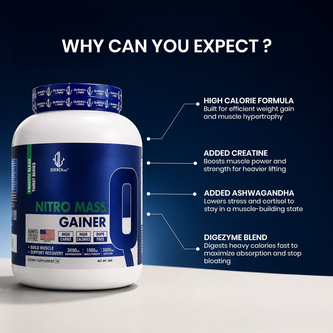 Nitro Mass Gainer | 3G Ashwagandha | 1G Macca | 3G Creatine
