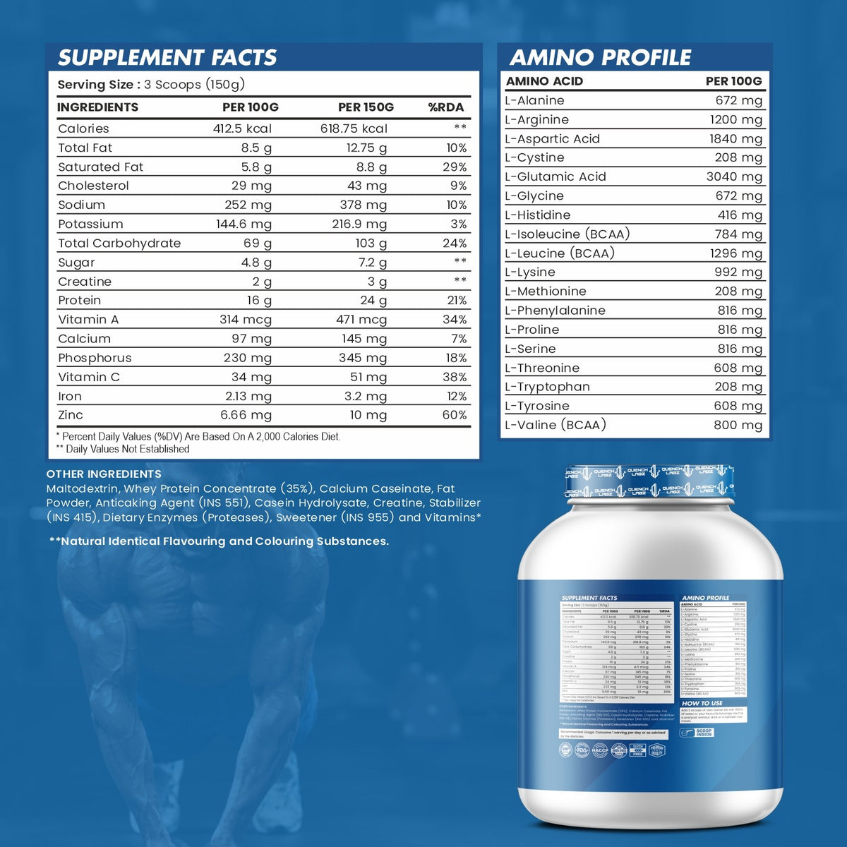 Lean Gainer 3 Kg + Creatine Monohydrate + Shaker 700 ml